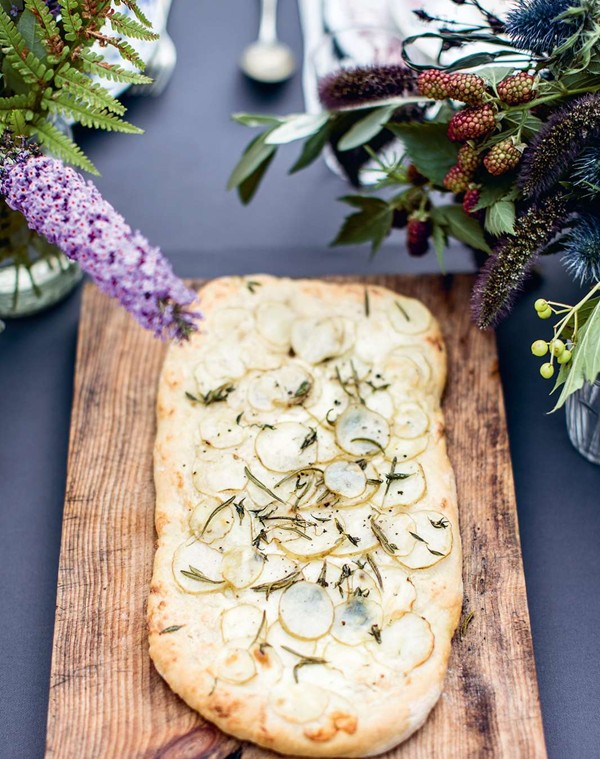 Baby potato and rosemary pizzas