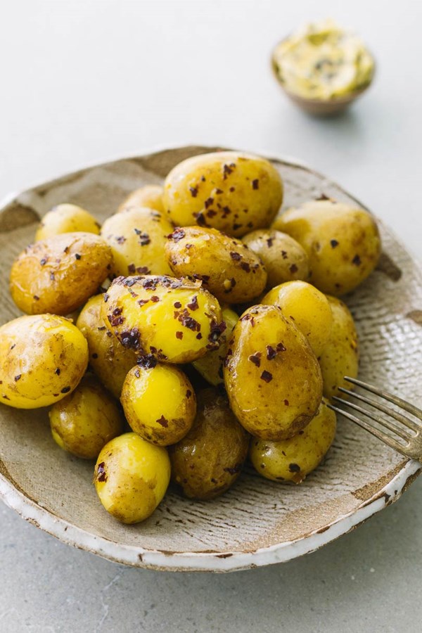 Baby potatoes with dulse butter