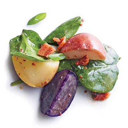Baby potatoes with warm bacon vinaigrette
