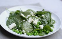 Baby spinach, fresh pea and feta cheese salad