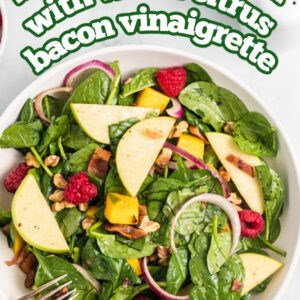 Baby spinach salad with warm citrus-bacon vinaigrette