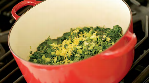 Baby spinach with scallions and lemons