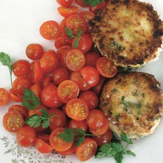 Baby tomato and fresh goat cheese salad