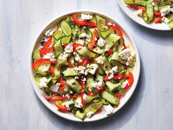 Baby zucchini ribbon salad