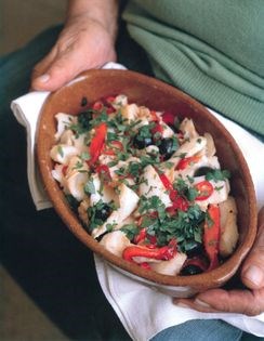 Baccalà with grilled peppers (Baccalà con peperoni all griglia)