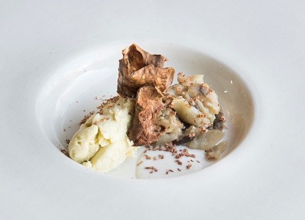 Baccalá with Jerusalem artichokes and smoked herring