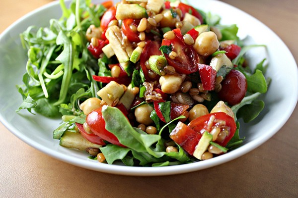 Back on track wheat berries and chickpea salad