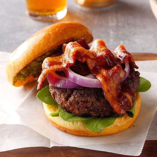 Bacon & date goat cheese burgers