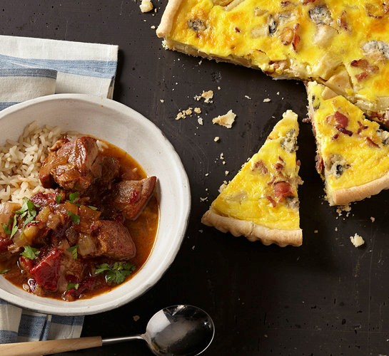 Bacon-and-apple quiche with flaky pie crust