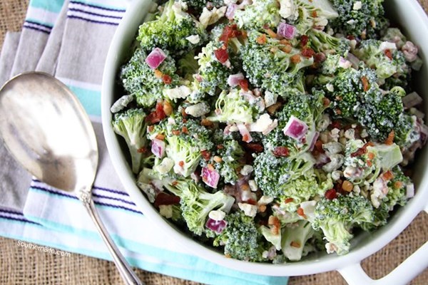 Bacon and blue broccoli salad