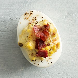 Bacon and blue cheese deviled eggs