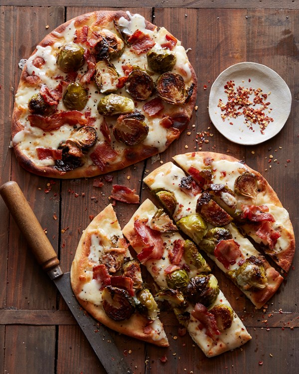 Bacon and Brussels sprouts flatbread