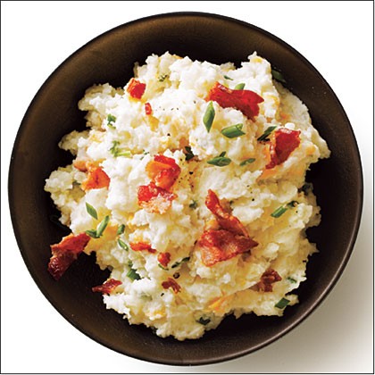 Bacon and cheddar smashed potatoes
