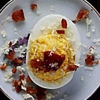 Bacon-and-cheese deviled eggs