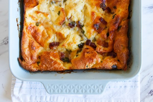 Bacon and cheese strata