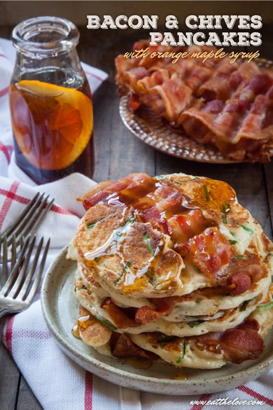 Bacon and chives pancakes