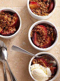 Bacon-and-crumb-topped plum crisp