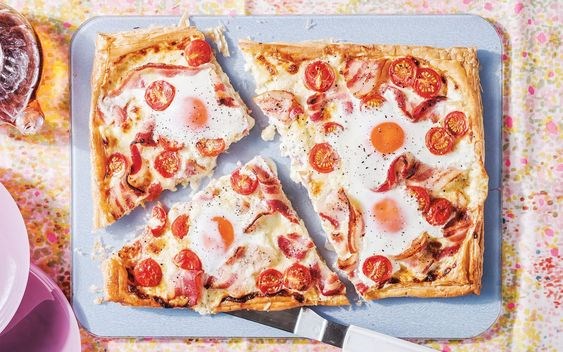 Bacon and egg breakfast tart
