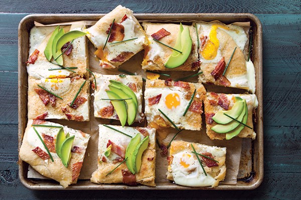 Bacon and egg focaccia