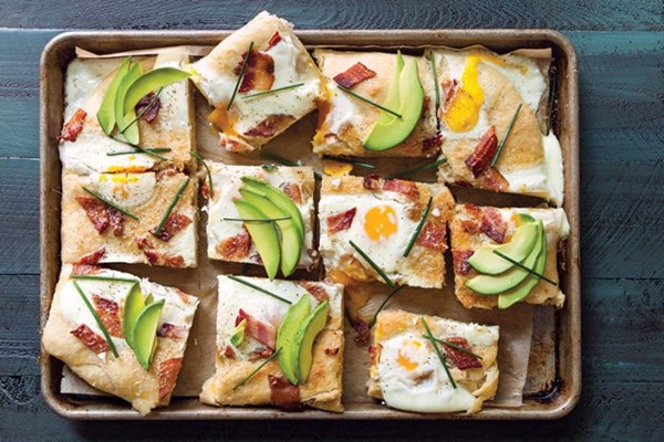 Bacon and egg focaccia