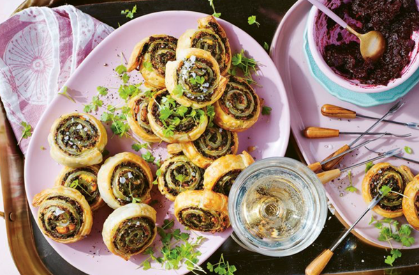 Bacon and feta pinwheels