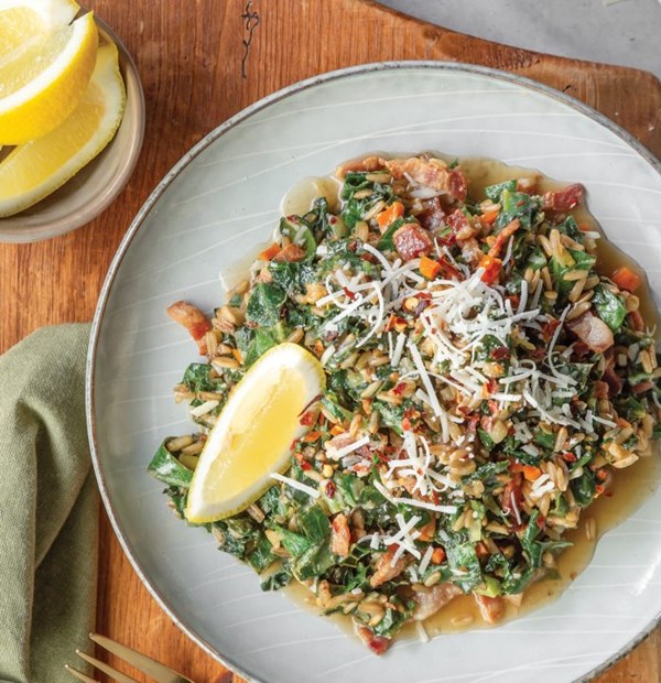 Bacon and kale ris-oat-to