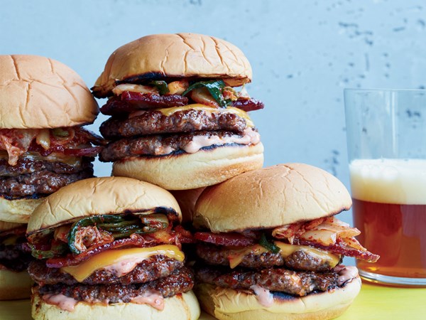 Bacon-and-kimchi burgers [Wesley Genovart]