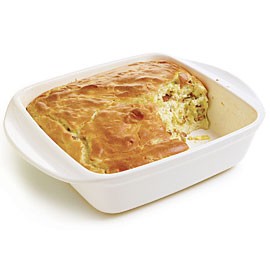 Bacon and leek soufflé
