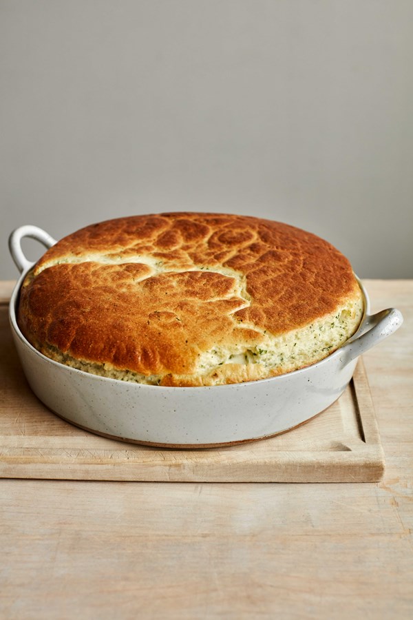 Bacon and mushroom cheese soufflé