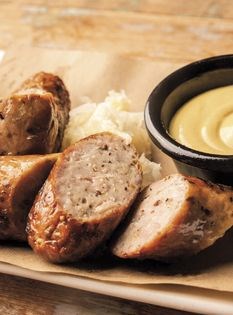 Bacon and mustard sausage