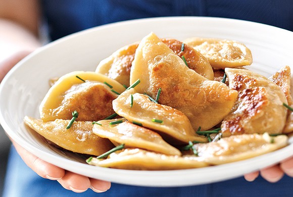 Bacon and onion perogies
