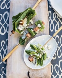 Bacon-and-romaine skewers with blue cheese dressing