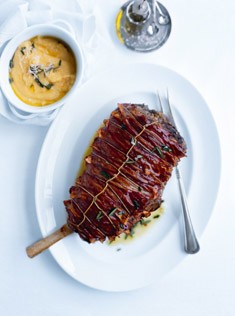 Bacon and rosemary roasted lamb