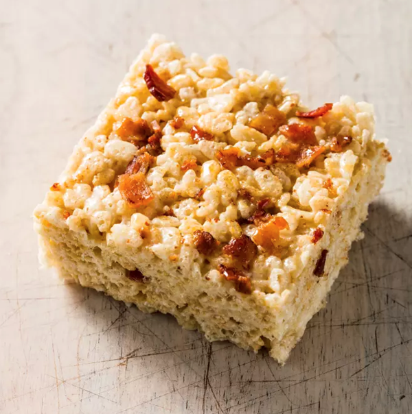 Bacon and salted caramel crispy rice cereal treats