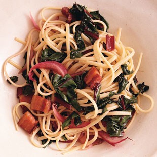 Bacon and Swiss chard pasta