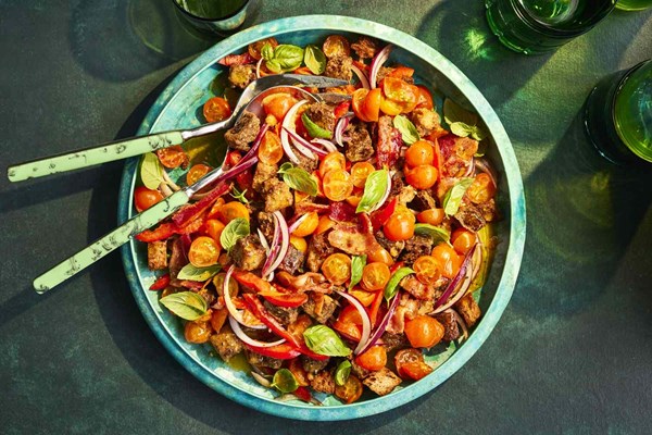 Bacon and tomato panzanella