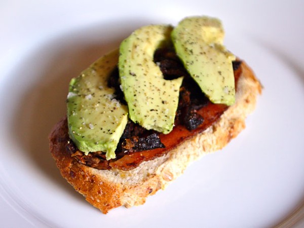 Bacon, avocado, and sun-dried tomato sandwich
