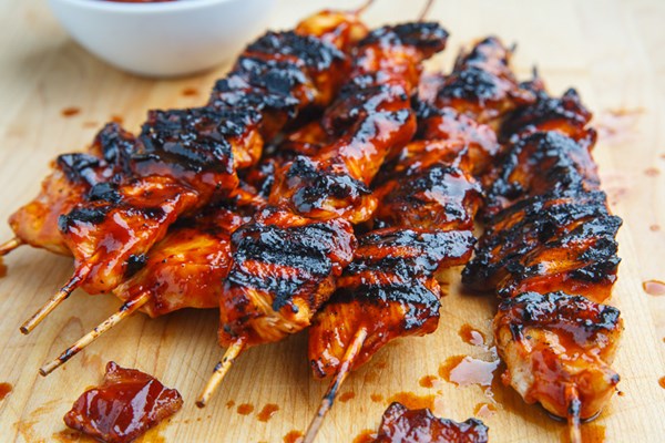 Bacon BBQ chicken skewers