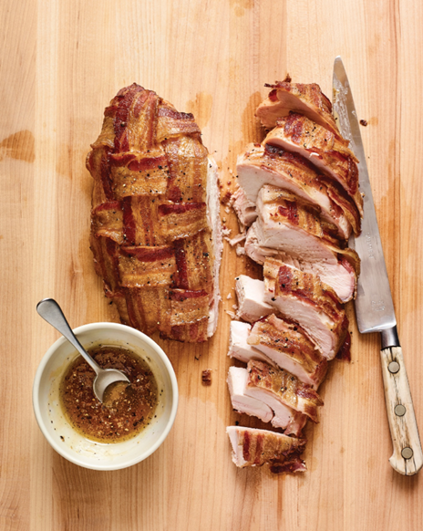 Bacon-braided smoked turkey breast