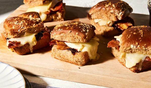 Bacon, Brie & jam sliders