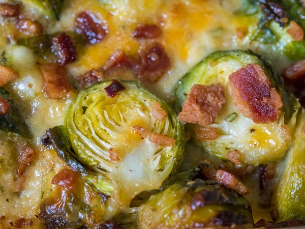 Bacon Brussels sprouts gratin