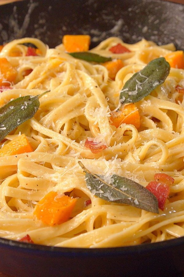 Bacon butternut squash pasta