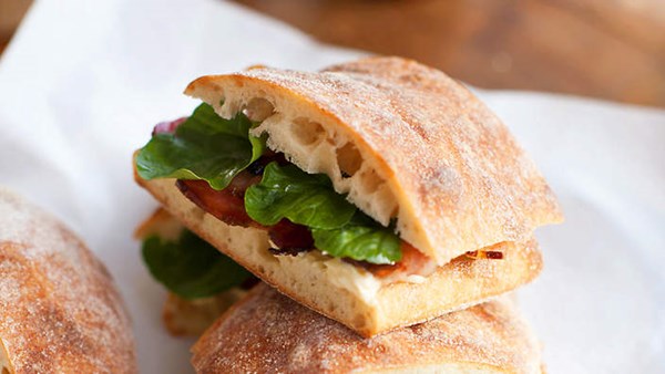 Bacon butties with homemade horseradish mayo