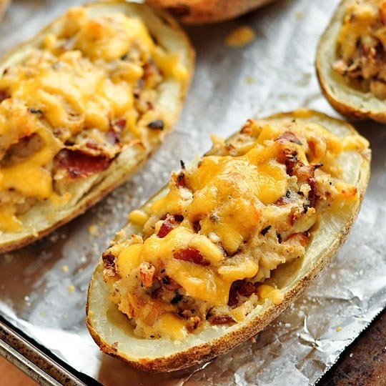 Bacon-cheddar twice-baked potatoes