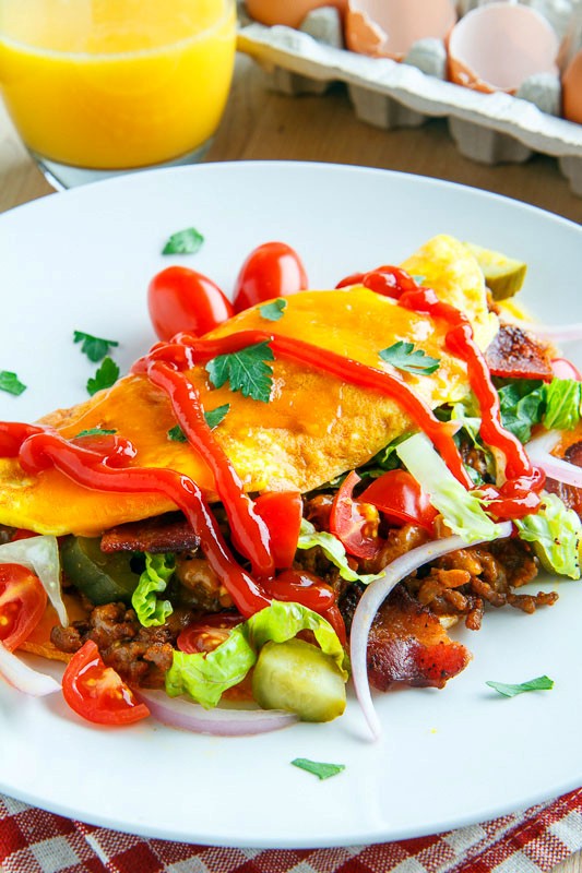 Bacon cheeseburger omelette