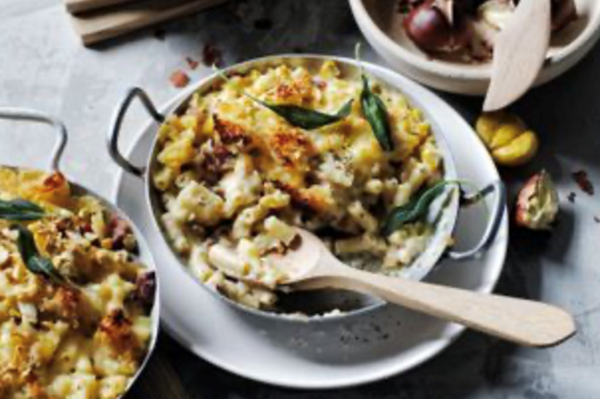 Bacon, chestnut and sage mac 'n' cheese with sourdough crumb