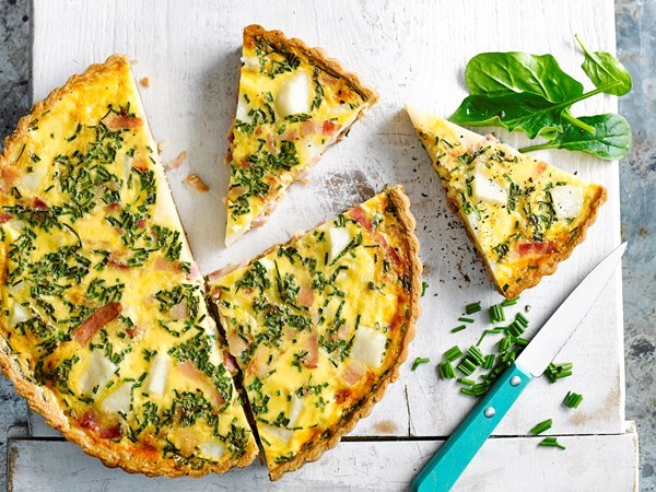 Bacon, chive & potato quiche