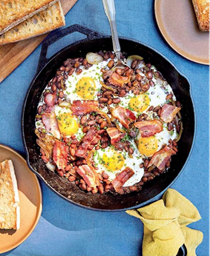Bacon, eggs and beans