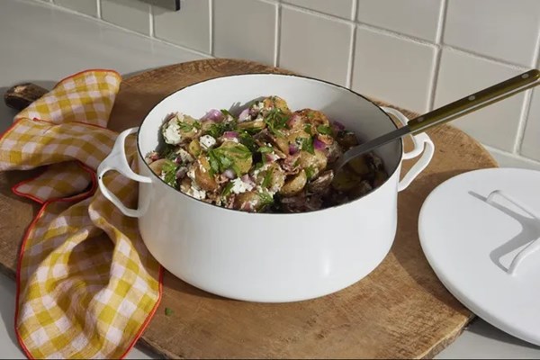 Bacon-fried potato salad with chèvre