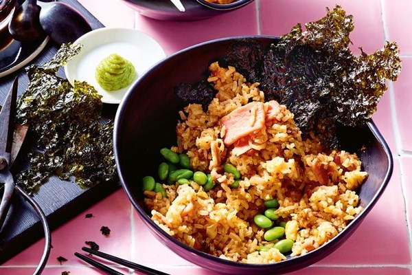 Bacon, ginger and edamame
